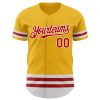 Custom Gold Red-White Line Authentic Baseball Jersey - Image 2