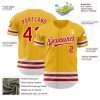 Custom Gold Red-White Line Authentic Baseball Jersey - Image 3