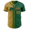 Custom Kelly Green Old Gold-Black Authentic Gradient Fashion Baseball Jersey - Image 2