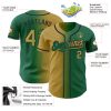 Custom Kelly Green Old Gold-Black Authentic Gradient Fashion Baseball Jersey - Image 3
