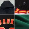 Custom Green Pink-White Bomber Full-Snap Varsity Letterman Hoodie Jacket - Image 2