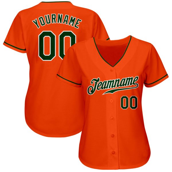 Custom Orange Green-White Authentic Baseball Jersey - Image 2