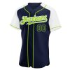 Custom Navy White-Neon Green Authentic Raglan Sleeves Baseball Jersey - Image 2