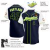 Custom Navy White-Neon Green Authentic Raglan Sleeves Baseball Jersey - Image 3