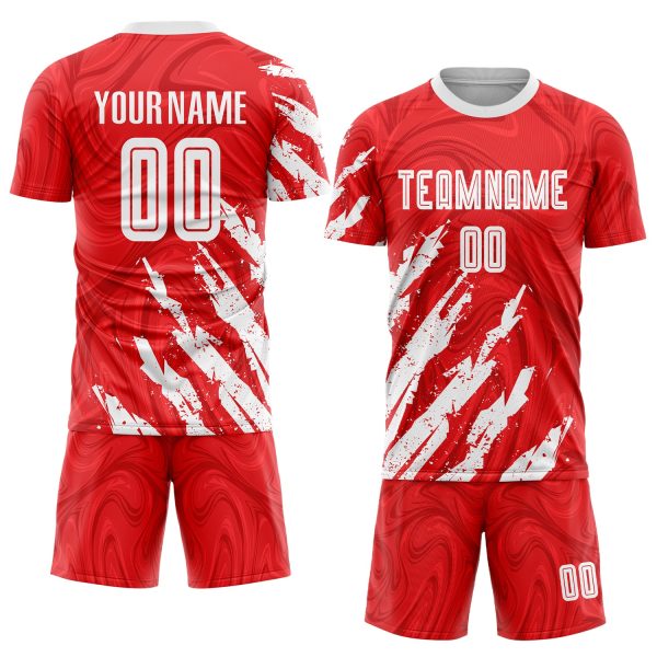 Custom Red White Sublimation Soccer Uniform Jersey - Image 2