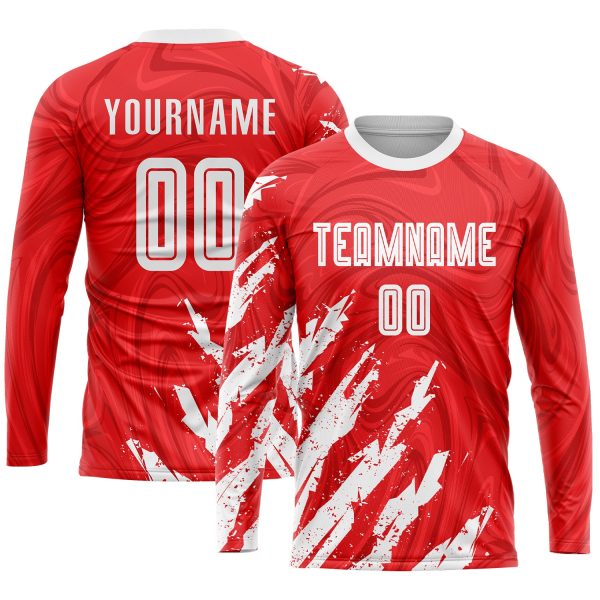 Custom Red White Sublimation Soccer Uniform Jersey - Image 3