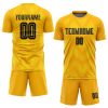 Custom Gold Black Sublimation Soccer Uniform Jersey - Image 2