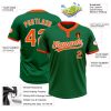 Custom Kelly Green Orange-White Two-Button Unisex Softball Jersey - Image 3
