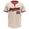 Custom Cream Red Pinstripe Black Two-Button Unisex Softball Jersey - Image 2