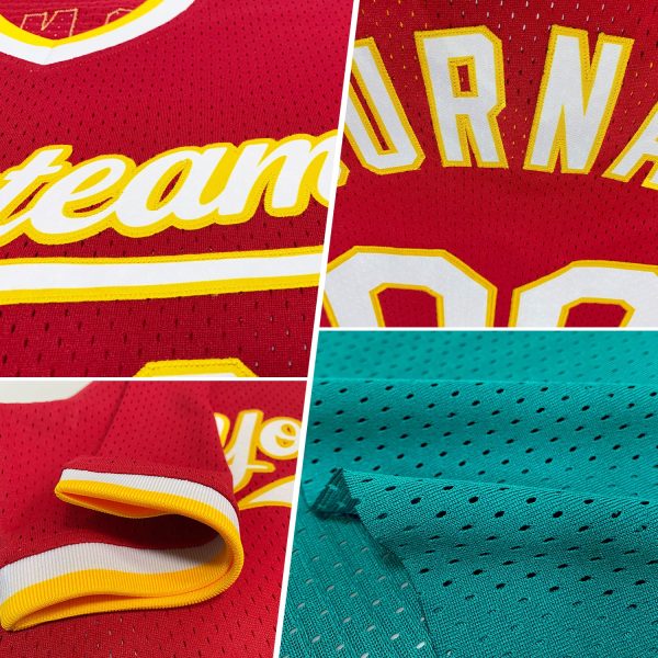 Custom Teal Navy-Gold Authentic Throwback Baseball Jersey - Image 2