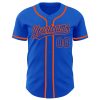 Custom Thunder Blue Orange Authentic Baseball Jersey - Image 2