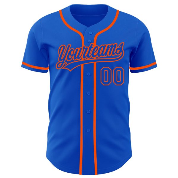 Custom Thunder Blue Orange Authentic Baseball Jersey - Image 2