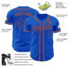 Custom Thunder Blue Orange Authentic Baseball Jersey - Image 3