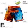 Custom Black Red-Gold 3D Pattern Design Flame Authentic Basketball Shorts - Image 2