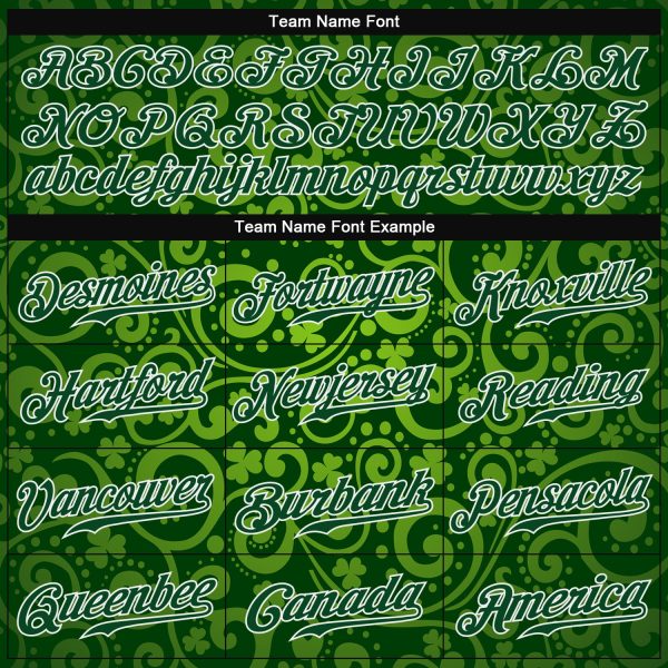 Custom Green Green-White 3D Pattern Design Authentic St. Patrick's Day Baseball Jersey - Image 4